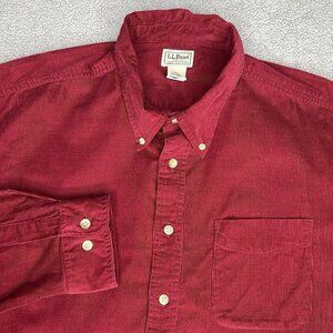 Vintage Lands End Corduroy Shirt Mens Extra Large Maroon Pinwale Corduroy XL
